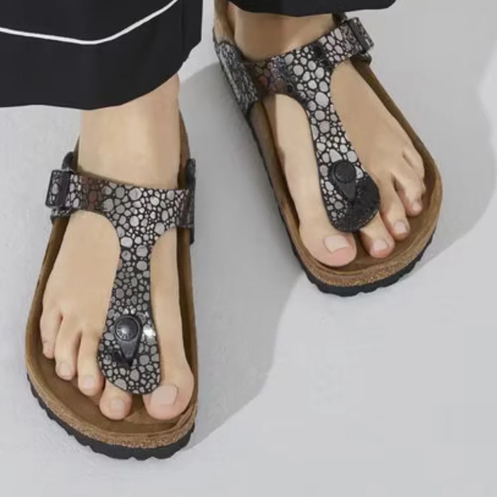 Birkenstock Gizeh Birko-Flor Metallic Stones Black sz42 US11 price firm!…
